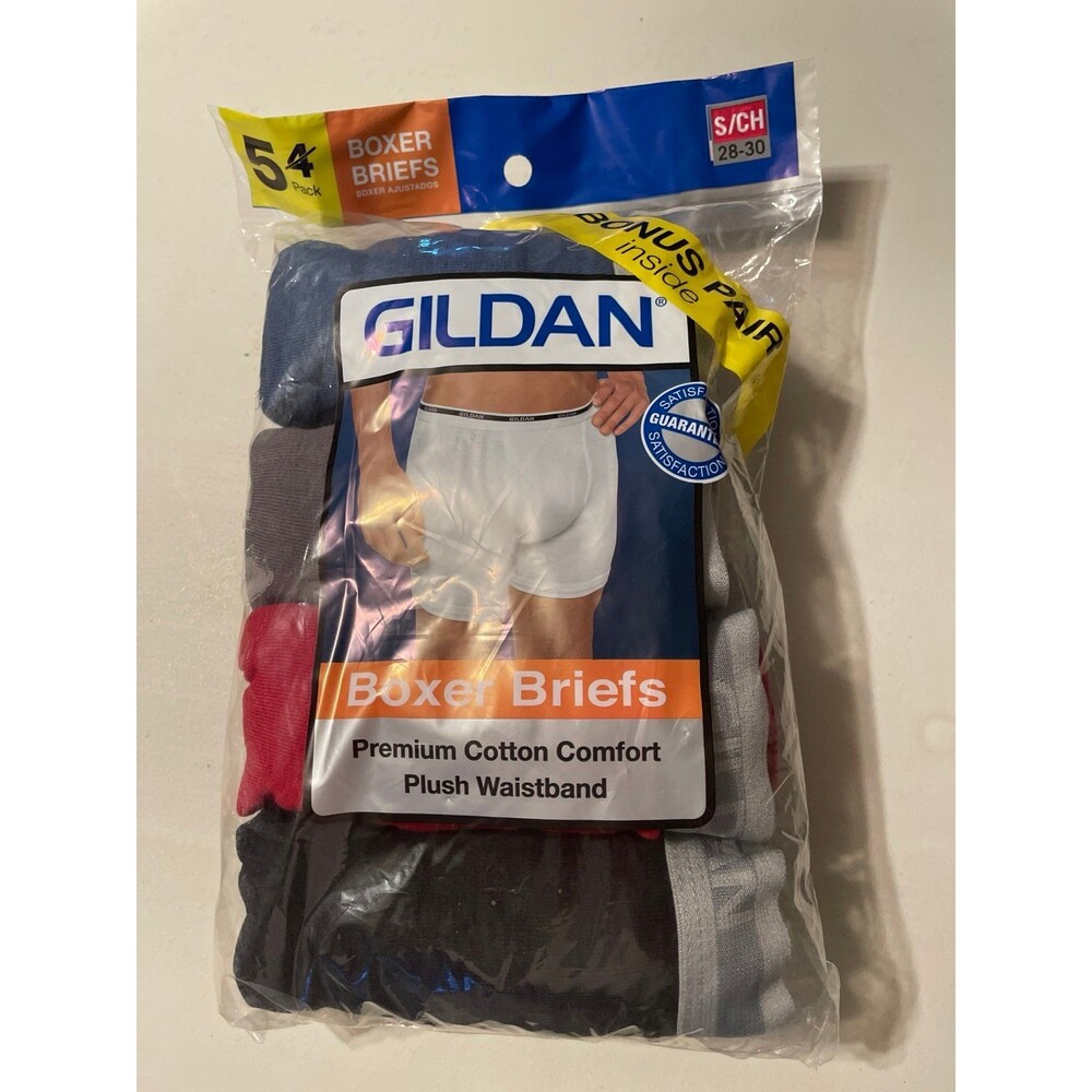 Gilden Value Pack Boxer Briefs men’s Small 28/30 Black Blue Red Gray 5pk New